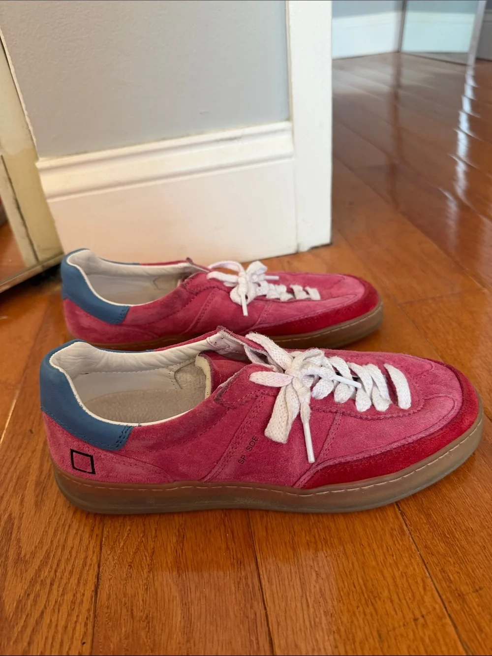 DATE Pink Suede Lace-Up Sneakers